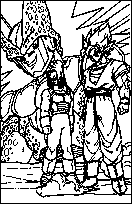 coloriage dragon ball Z sangoku trunk contre cell